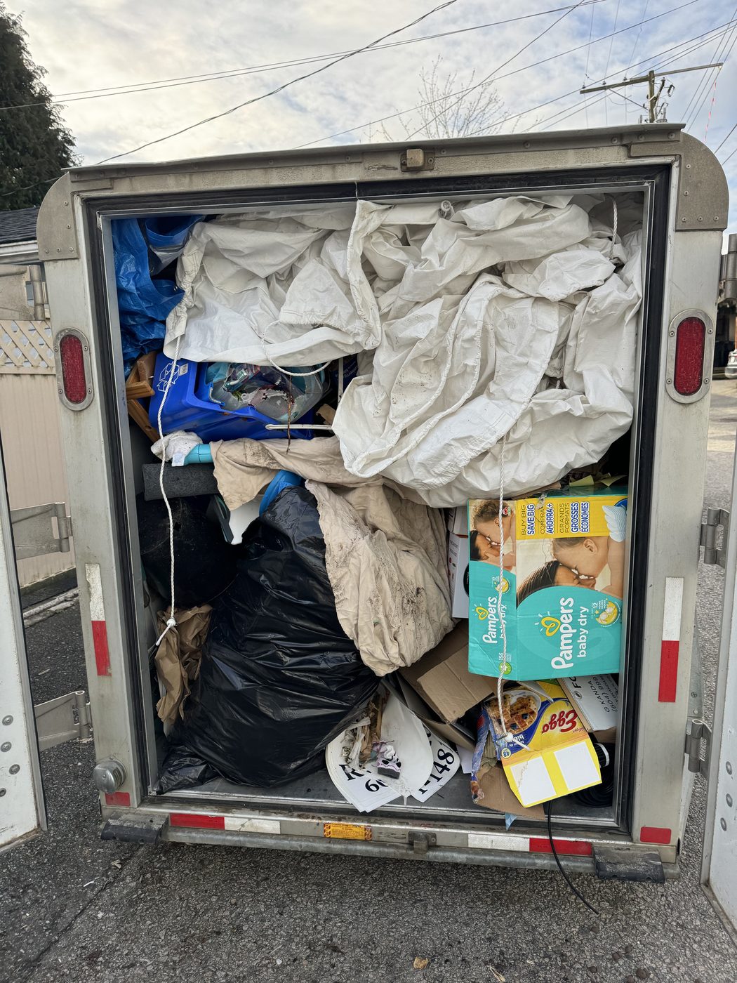 Enclosed trailer packed with household junk during a Lower Mainland cleanout
